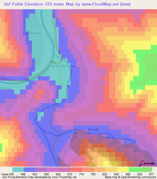 Ust'-Putila,Ukraine Elevation Map