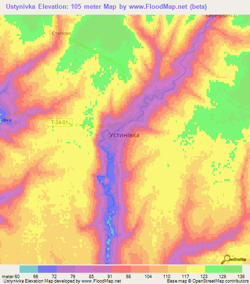 Ustynivka,Ukraine Elevation Map