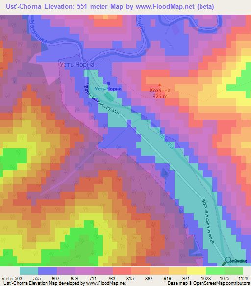 Ust'-Chorna,Ukraine Elevation Map