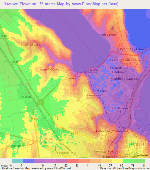 Usatove,Ukraine Elevation Map