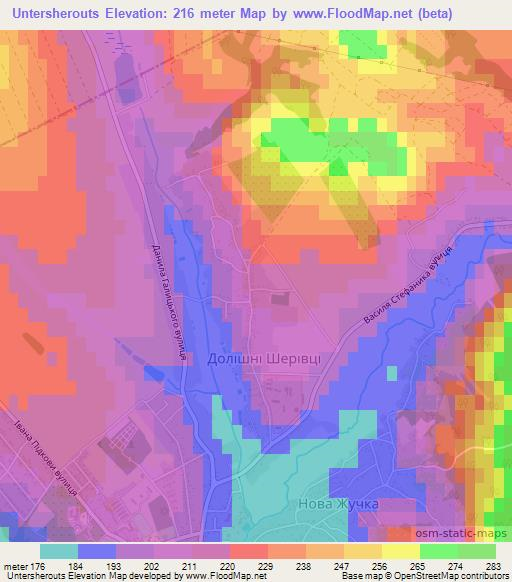 Untersherouts,Ukraine Elevation Map