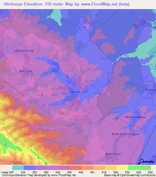 Ulichnoye,Ukraine Elevation Map