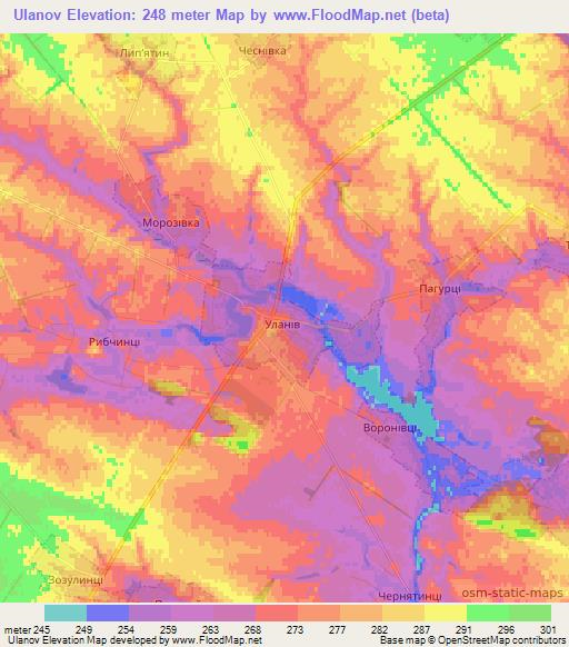 Ulanov,Ukraine Elevation Map