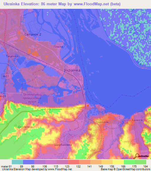 Ukrainka,Ukraine Elevation Map