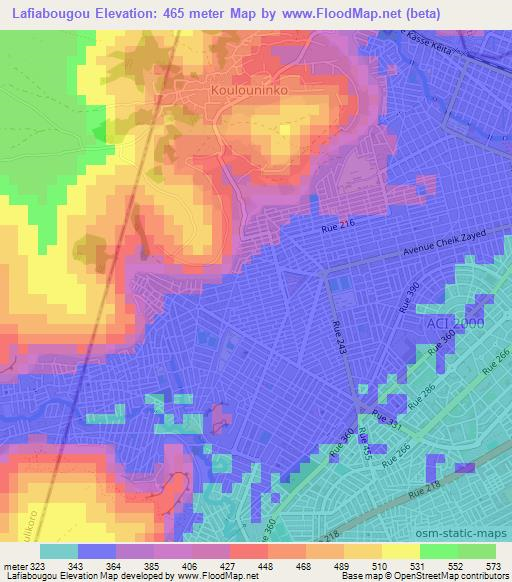 Lafiabougou,Mali Elevation Map