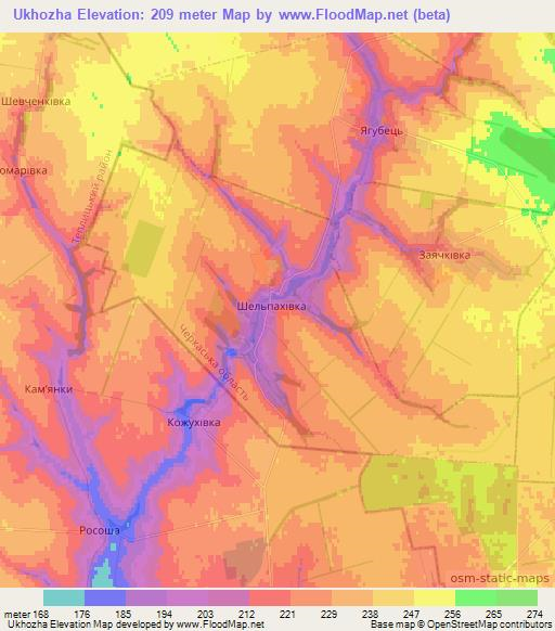 Ukhozha,Ukraine Elevation Map