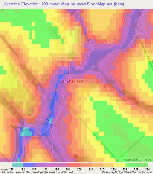 Ukhozha,Ukraine Elevation Map