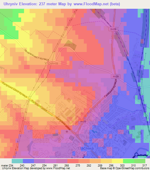 Uhryniv,Ukraine Elevation Map