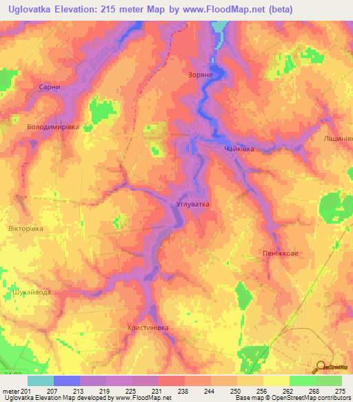 Uglovatka,Ukraine Elevation Map