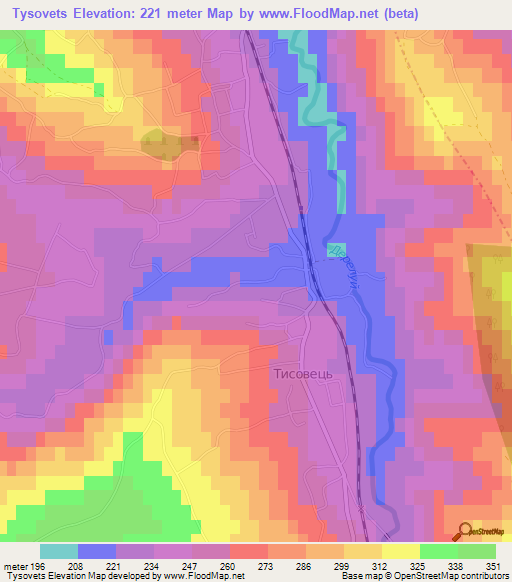 Tysovets,Ukraine Elevation Map