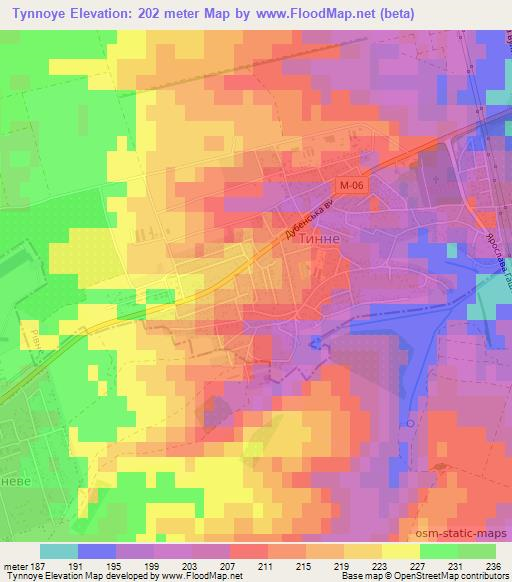 Tynnoye,Ukraine Elevation Map