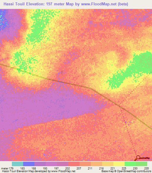 Hassi Touil,Mauritania Elevation Map