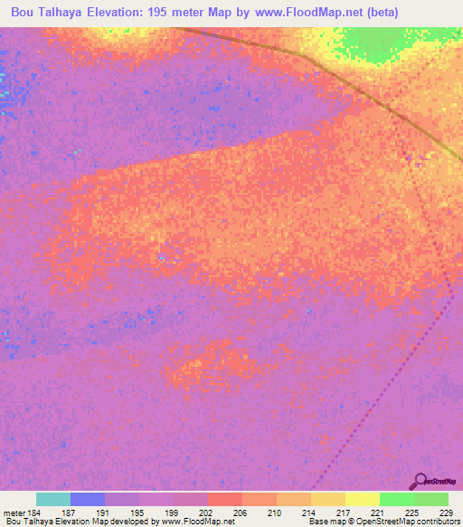 Bou Talhaya,Mauritania Elevation Map