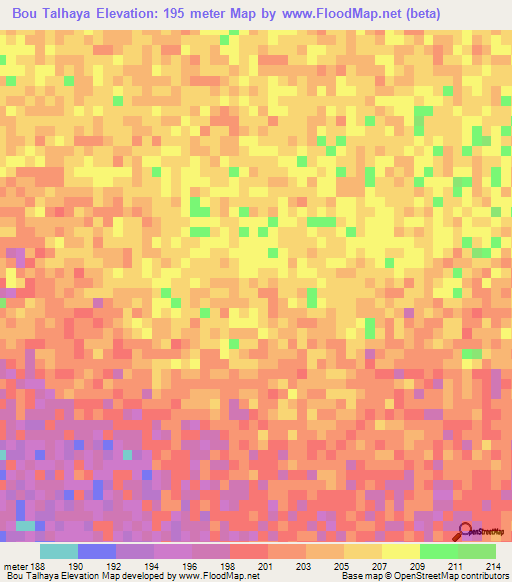 Bou Talhaya,Mauritania Elevation Map