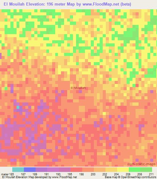 El Mouilah,Mauritania Elevation Map
