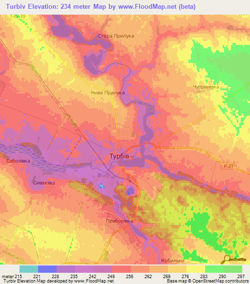Turbiv,Ukraine Elevation Map