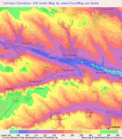 Tul'chyn,Ukraine Elevation Map