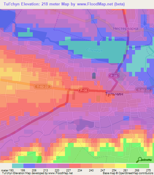Tul'chyn,Ukraine Elevation Map