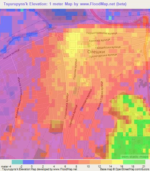 Tsyurupyns'k,Ukraine Elevation Map