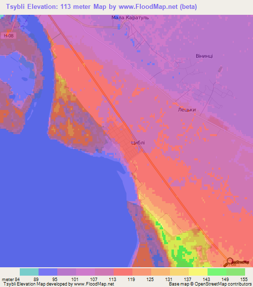Tsybli,Ukraine Elevation Map