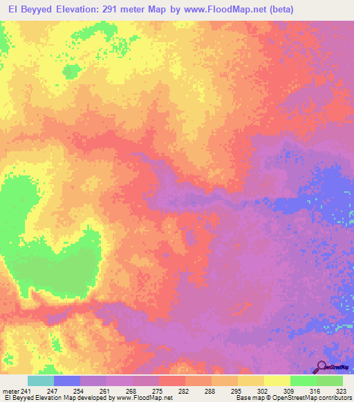El Beyyed,Mauritania Elevation Map