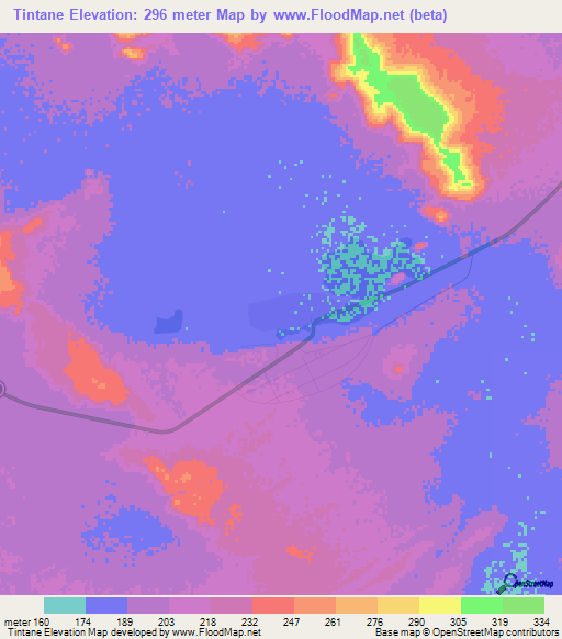 Tintane,Mauritania Elevation Map