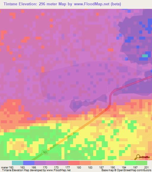 Tintane,Mauritania Elevation Map