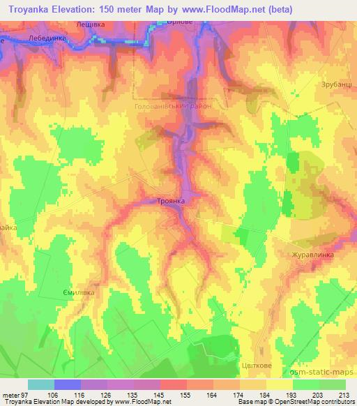Troyanka,Ukraine Elevation Map