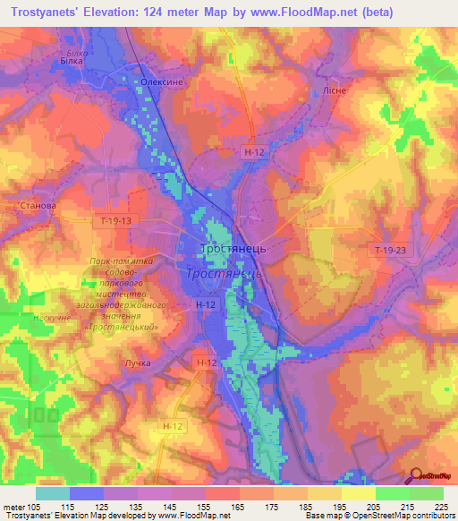 Trostyanets',Ukraine Elevation Map