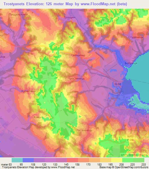 Trostyanets,Ukraine Elevation Map
