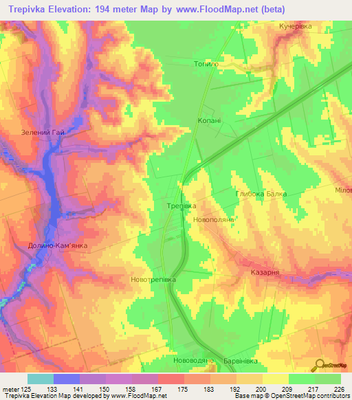 Trepivka,Ukraine Elevation Map