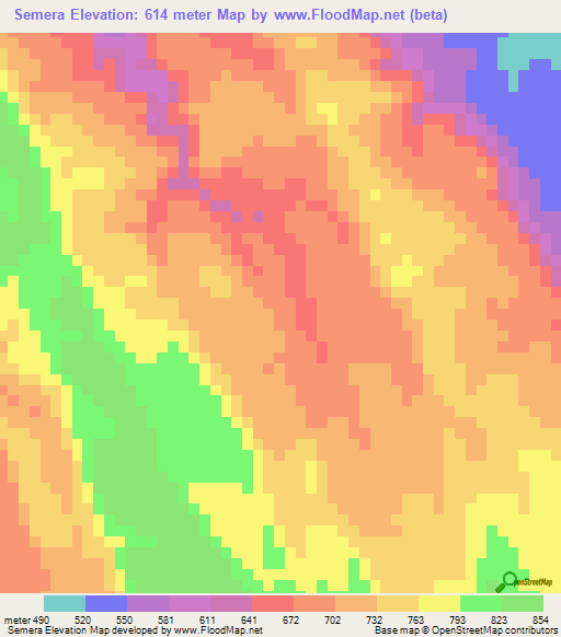Semera,Ethiopia Elevation Map