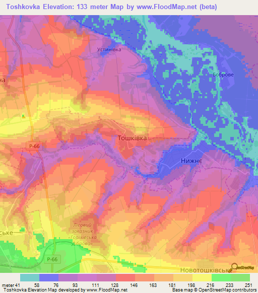 Toshkovka,Ukraine Elevation Map