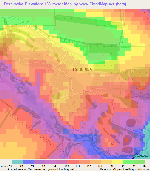 Toshkovka,Ukraine Elevation Map