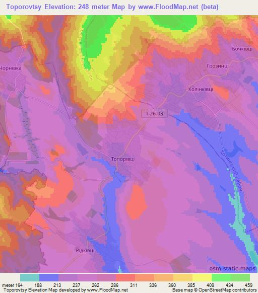 Toporovtsy,Ukraine Elevation Map