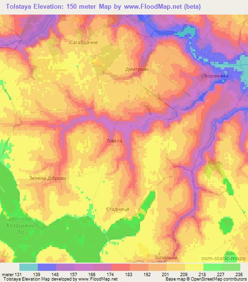 Tolstaya,Ukraine Elevation Map