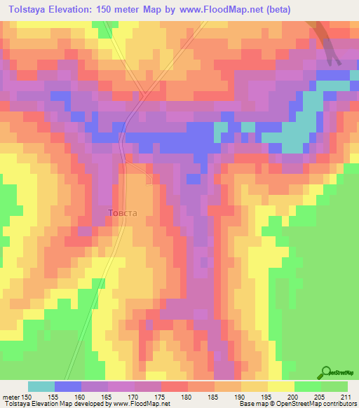 Tolstaya,Ukraine Elevation Map