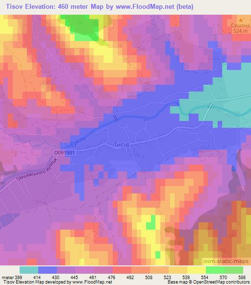 Tisov,Ukraine Elevation Map