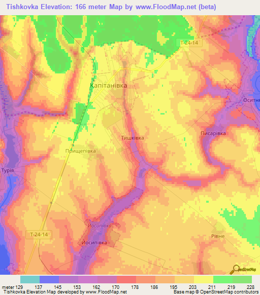Tishkovka,Ukraine Elevation Map