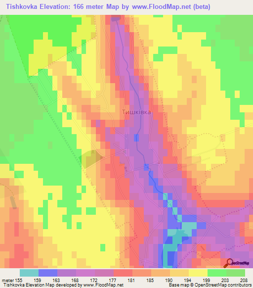 Tishkovka,Ukraine Elevation Map