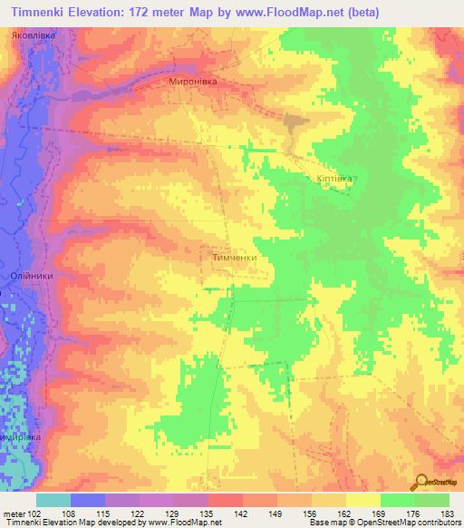 Timnenki,Ukraine Elevation Map