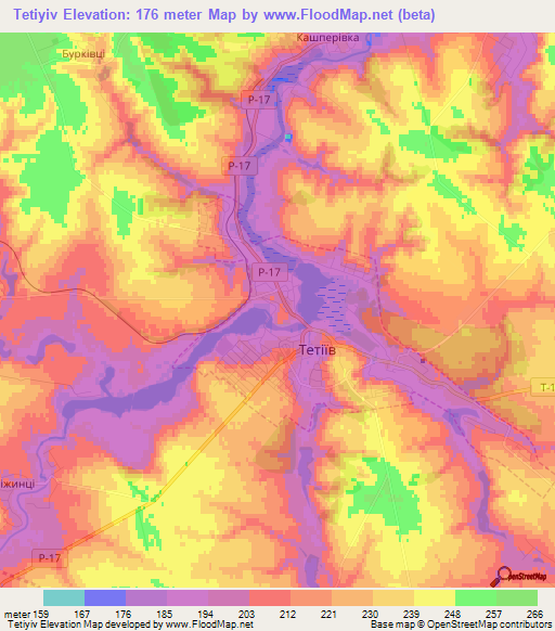 Tetiyiv,Ukraine Elevation Map