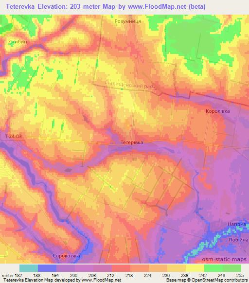 Teterevka,Ukraine Elevation Map