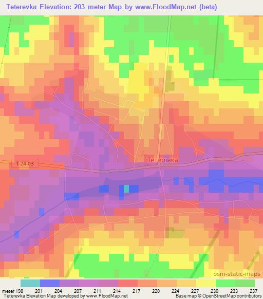 Teterevka,Ukraine Elevation Map