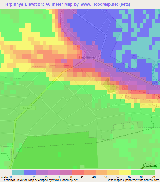Terpinnya,Ukraine Elevation Map