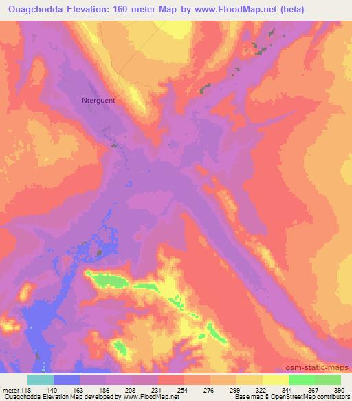Ouagchodda,Mauritania Elevation Map