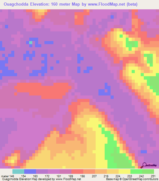 Ouagchodda,Mauritania Elevation Map