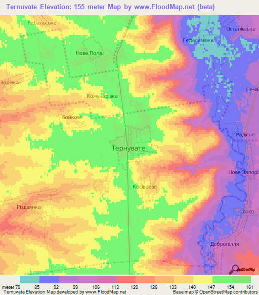 Ternuvate,Ukraine Elevation Map