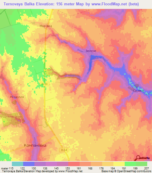 Ternovaya Balka,Ukraine Elevation Map