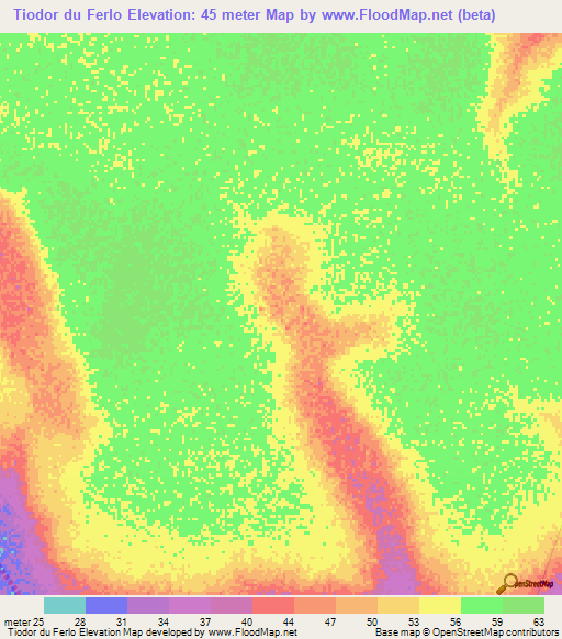 Tiodor du Ferlo,Senegal Elevation Map